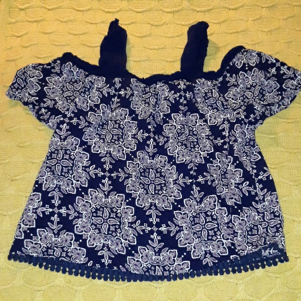 Justice Tank Top Girls size 8 Navy Blue Pink White
